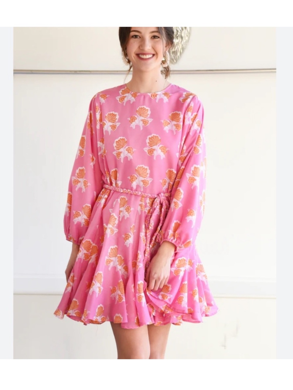 J. Marie Poppy Floral Belted A-Line Mini Dress